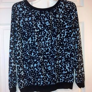 Women’s LOFT Top. Blue/Black Animal Print.